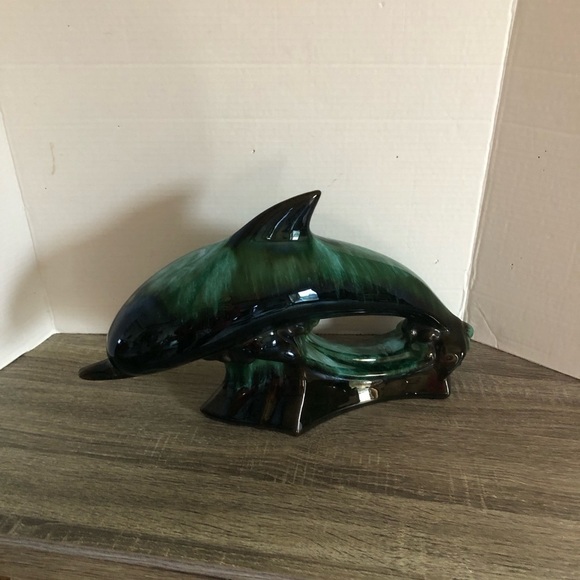 Vtg Large Blue Mountain Pottery Dolphin - Picture 1 of 11